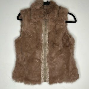 Twenty Twenty Rabbit Fur Brown Zip Up Vest Size Small